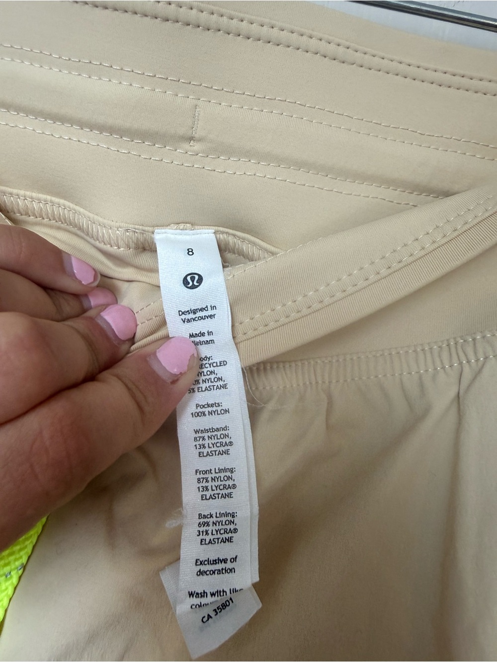 lululemon athletica Beige Athletic Skort with Neon Green Trim - Picture 7 of 15